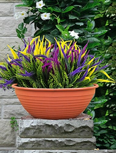  6 paquetes de flores artificiales para exteriores, arbustos de plástico resistentes a los rayos UV, plantas artificiales, jardineras para jardín, ventana, porche, decoración de interiores (colores