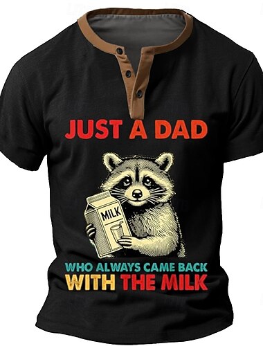  Homme Koala Argot drôle T-shirt Chemise Henley Manche Courte Designer Rétro Vintage Occasionnel Rue Occasionnel Quotidien Été Printemps Vert Armée Noir Bleu Henley T-shirt Henley