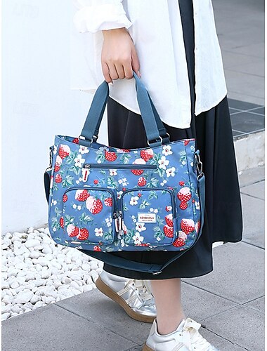  Lässige Damenhandtasche mit Blumenmuster und verstellbarem Schultergurt, leicht und geräumig – perfekt für den täglichen Gebrauch, Reisen und Frühlingsausflüge