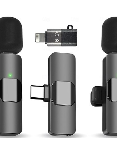  Microfono lavalier wireless per iPhone e Android, mini microfono USB-C con riduzione del rumore, perfetto per registrazioni, vlog, YouTube, TikTok, podcast e video interviste.