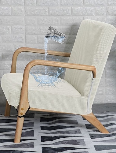  Funda de silla resistente al agua, elástica, de jacquard, para uso informal, con cierre de cremallera, color liso, protector de muebles, lavable y extraíble para silla individual, 1 unidad