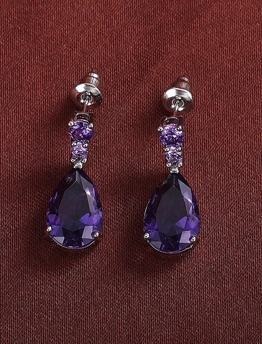  Mujer Pendiente Pera Gota Elegante Aretes Joyas Blanco / Morado Para Boda Fiesta 1 Par