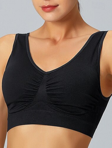  Dames BH-top U-hals Goede top Open rug Comfortabel Ademend Effen Sport Sportkleding Zwart Wit Yoga Fitness Informeel