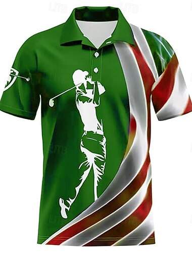  Herren Golf Polo Sport-Poloshirts Kurzarm Polo-Shirts Hemden mit Kragen Lässig Schule Outdoor Alltagskleidung 3D-Druck Sommer Rote Blau Purpur