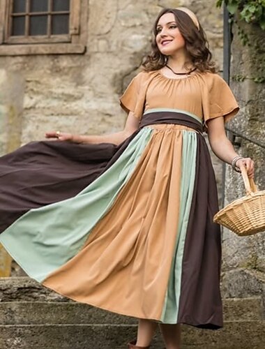  Elegant Klassisch Vintage inspiriert Kleid Maskerade Ren Faire Dienstmädchenkostüm Film-/TV-Themenkostüme Wikinger Einfarbig Damen Keltisch Seeräuber Fantasie Maskerade Party Heimkehr Festival