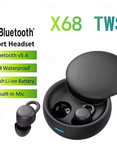  X68 Bluetooth 5.3 Наушники-вкладыши с гарнитурой и светодиодной подсветкой Sports Hi-Fi для повседневного использования и путешествий