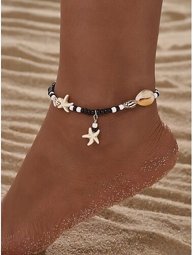  Cavigliera boho a forma di stella marina per donna – braccialetto alla caviglia con perline e conchiglie fatto a mano con ciondoli turchesi, gioielli estivi da spiaggia per le vacanze e gli outfit casual