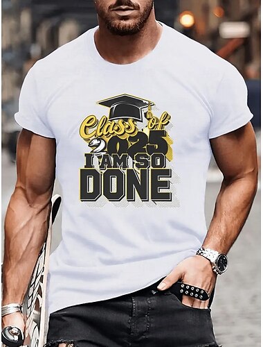  Ανδρικά Senior Tee Grad Tee Μπλουζάκι αποφοίτησης Κοντομάνικα Κοντομάνικο Λαιμόκοψη Ανοιξη καλοκαίρι γράμμα εκτύπωσης Μοντέρνα Υψηλής Ποιότητας Στάμπα Διακοπές Δρόμος Εξόδου Βαθυγάλαζο Λευκό Μαύρο