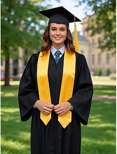 Abschlussschal der Klasse 2025 – solider Satin-Ehrenschal für High-School- und College-Absolventen, Unisex-Akademieband für die Abschlussfeier