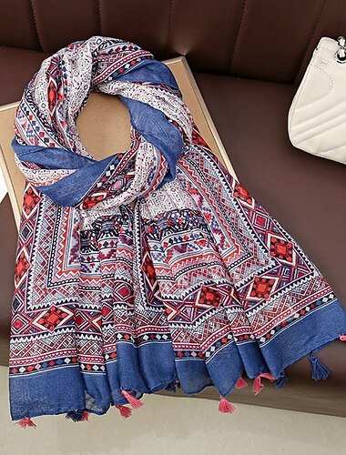  Lange sjaal in bohemian-stijl voor dames, ademend en veelzijdig, lichtgewicht chiffon sjaal voor nekdecoratie, bescherming tegen de zon in de zomer, omslagdoek voor airconditioning binnenshuis,