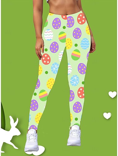  レディース レギンス パンツ バカンス ヴィンテージ エスニックスタイル アンクルレングス 高ウエストパンツ イースター コンフォート お腹引き締め ストレッチ性のある フォーマル バカンス カジュアル グリーン サマー スプリング フォール スリムフィット