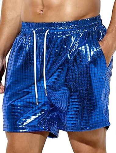  Retro Vintage 1980er Shorts Disco Kordelzug Lack-Latex glänzend Metallisch Herren Halloween Karneval Pride Parade Pride-Monat Erwachsene Hose Sommer