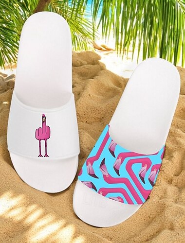  Herren-Sandalen mit Flamingo-Motiv und buntem Muster – lässiger und lustiger Stil für Strand, Pool und Sommerurlaub