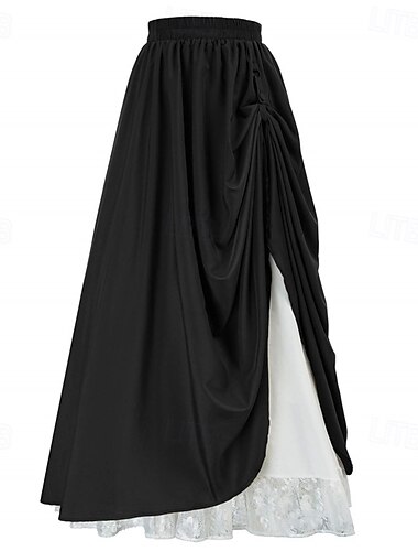  Mittelalterlich Renaissance Rock Maxirock Ren Faire Pirat Einfarbig Damen Fantasie Halloween Karneval Maskerade Leistung Renaissance-Messe Erwachsene Rock Ganzjahres