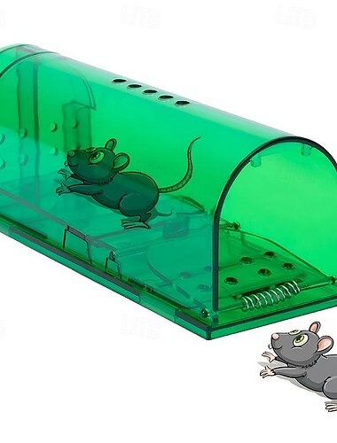  Jaula trampa para ratones de plástico reutilizable, caja para atrapar ratas de forma humana para uso en interiores y exteriores, herramienta no tóxica para el control de roedores en el jardín de casa.