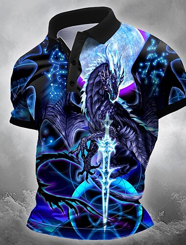  Homme Animal 3D Polo Manche Courte Polos Chemises à Col Occasionnel Extérieur Rue Athleisure Tenue quotidienne Impression 3D Ruth Thompson Été Bleu