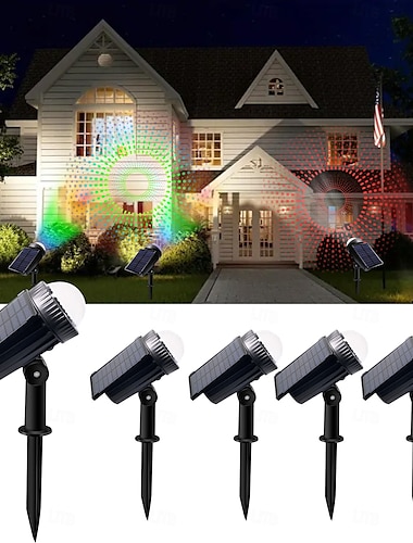  1 buc. spot solar exterior rgb pentru gazon, lumină de proiecție pentru curte, grădină, perete stradal, copac, sub iluminat decorativ, lumină