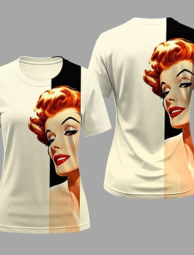  T-shirt Affiche rétro Fille rétro Graphique Pour Femmes Adulte Mascarade Impression 3D Vacances Soirée