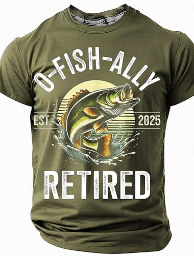  Mensen Vissen T-Shirt O-FISH-ALLY Gepensioneerd Est 2025 Graphic Tee