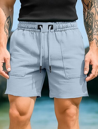  Herren Sweat-Shorts Shorts Bermudashorts Strandshorts Kordelzug Elastischer Bund Einfach Komfort Sport Knielang Outdoor Lässig Täglich Urlaub Mode Schwarz Orange Mikroelastisch
