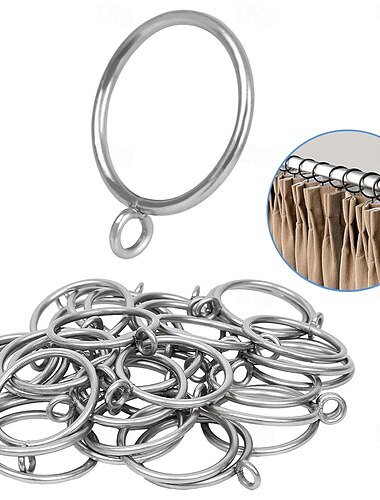  48-pack gardinringar med öljetter metalldraperiringar för nypa veck gardiner paneler draperiringar passar upp till 1,2 i gardinstång 1,5 tum i d silver