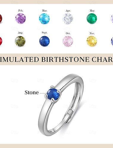  Anillo de piedra de nacimiento personalizado para mujer, anillo de protección del zodíaco ajustable de 12 meses, regalo de joyería de la suerte personalizado para mamá, novia, esposa, para el Día de