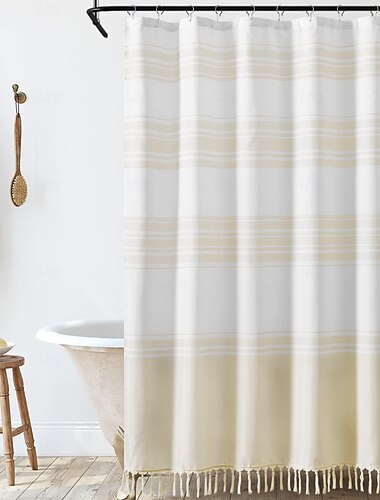  Duschvorhang 180cm*180cm(70"*70") modernes Bauernhaus Farbstreifen wasserdichtes Stoff Duschvorhänge für Badezimmer mit 12 Haken maschinenwaschbar