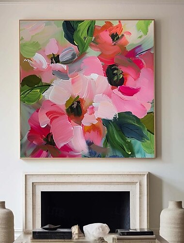  pictură în ulei pe pânză peisaj cu flori mari pictura florală în pastel realizată manual de primăvară pictura peisaj cu flori pictate manual picturi mari în ulei artă pe perete pictură în ulei cu