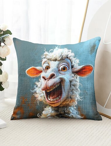  Lustiges Tier Schaf Dekorative Wurfkissenbezug 1PC Weicher quadratischer Couchkissenbezug Kissenbezug für Schlafzimmer Wohnzimmer Sofa Stuhl