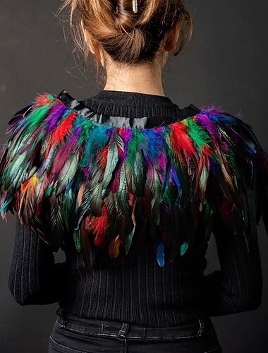  Drag Queen Orgullo Chales Capa de plumas Adulto Mujer Desfile del orgullo Mes del Orgullo Víspera de Todos los Santos Carnaval Disfraz de carnaval fácil