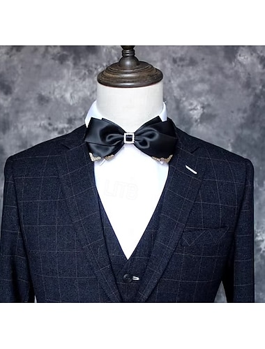  Pajarita vintage para hombre, para boda, fiesta, color liso, negro, rojo, azul real