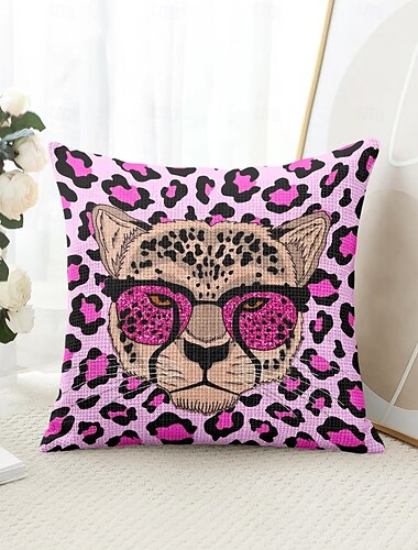  Dekorativní povlak na polštář zvířecí leopard 1PC měkký čtvercový povlak na polštář pro ložnici obývací pokoj pohovku křeslo