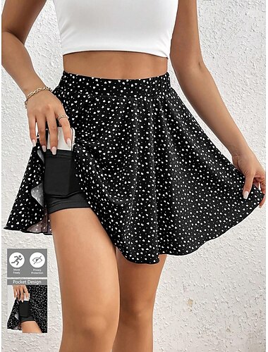  Women's Short Skirt culottes Slim Fashion Casual Mini High Waist Skirts Graphic Polka Dot Micro-elastic Daily Black Red Navy Blue Summer Polyester