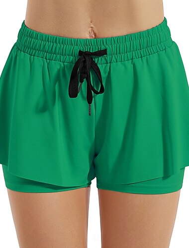  Damen Skort Kurzer Rock Chinos Shorts Lässig Lässig  Sportlich Kurz Hohe Taille Schlicht Rüsche Mit Tasche Lagen Bequem Weich Angenehm Dehnbar Yoga Sport Outdoor Athletisch Schwarz Weiß Blau Fuchsia