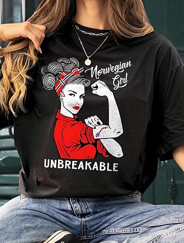  T-Shirt Retro Poster Retro-Mädchen Grafik Für Damen Erwachsene Maskerade Heißprägen Alltagstauglich