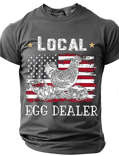  Herren Local Egg T-Shirt Kurzarm T-Shirt 3D-Druck Rundhalsshirt Militär Lustiges Politisches T-Shirt Street Casual Täglich Schwarz Blau Grün Sommer Frühling Kleidung Bekleidung S M L XL XXL XXXL