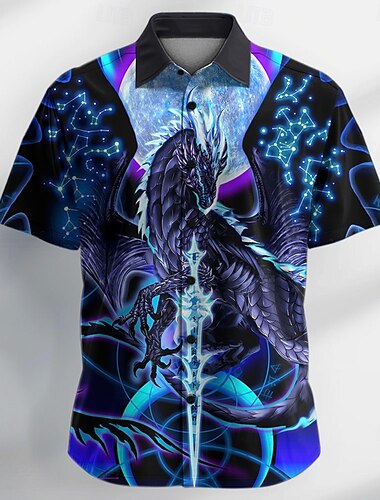  Chemise boutonnée Dragonblade Nightblade Hi Rez par Ruth Thompson pour homme, manches courtes, design, édition limitée.