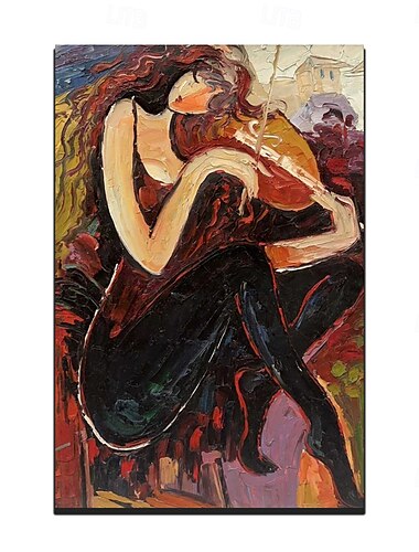  Pintura al óleo hecha a mano, arte de pared pintado a mano, pintura abstracta de personas, lienzo, decoración del hogar, marco estirado, listo para colgar