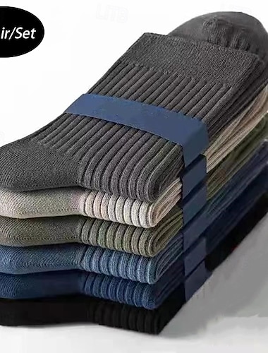  Hombre 5 pares Paquetes múltiples Calcetín Calcetines para correr Calcetines informales Negro Blanco Color Plano Vacaciones Deporte Diario Básico Medio Primavera Otoño Moda Casual