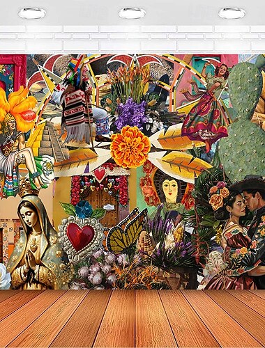  Arazzo appeso messicano Cinco de Mayo grande arazzo murale decorativo sfondo fotografico coperta tende per decorazione di casa camera da letto soggiorno
