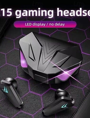  Fones de ouvido para jogos sem fio Bluetooth X15 5.3 com display LED Cancelamento de Ruído e Microfone embutido​