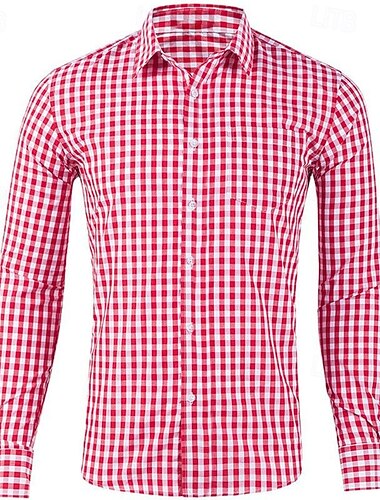  Herren Hemd Lässiges Hemd Knopfhemd Karierte Hemden Hellgrünkaffee Schwarz Rosa Rote Blau Langarm Plaid / Karomuster Kargen Urlaub Strasse Bedruckt Bekleidung Polyester Modisch Freizeit Hawaiihemd