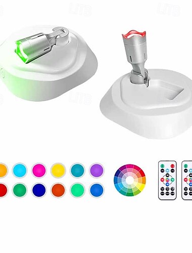  2 focos de pared RGB de colores regulables, luz mural, control remoto, batería recargable USB, luz de ambiente de color regulable ajustable.