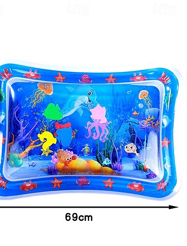  27*20inch Inflatable Tummy Time Mat Premium Baby Water Play Mat for Infants and Toddlers Baby Toys for 3 to 24 Months Strengthen Your Baby's Muscles Portable