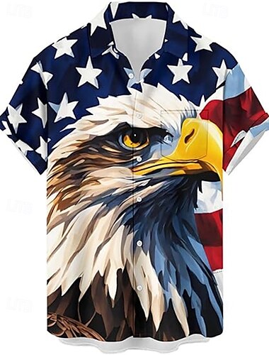 Independence Day 4 juli Amerikaanse Vlag Manga Hawaï-shirts Back To School Amerikaanse Vlag Grafisch Voor Voor heren Volwassenen Maskerade 4 juli 3D afdrukken Festival