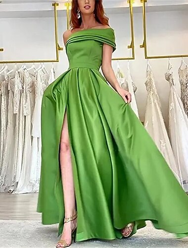  Ligne A Robes de Quinceanera Élégant Robe Mariage robe demoiselle d honneur Longueur au sol Sans manches Une Épaule Polyester Dos nu avec Fente 2025