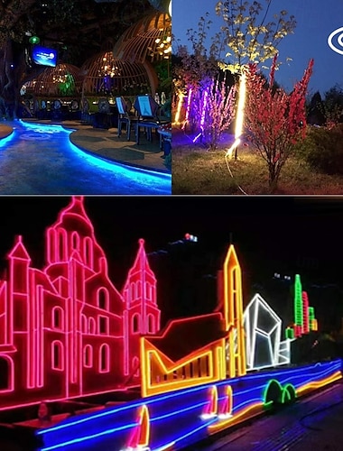  Waterdichte led-stripverlichting, 360 graden rond neonlicht, 5-30 m/16-100 ft, flexibele en dimbare led-slangverlichting met afstandsbediening, multi-mode idee, AC220V, EU, UK, AU-stekker
