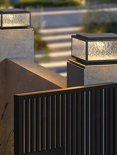  Aplique de pared LED para exterior, blanco cálido, 20/25/30/40 cm, 1 luz, moderno pilar de metal acrílico de 20 W, ideal para postes de jardín y patio, cercas, terrazas, iluminación de tapa de cerca