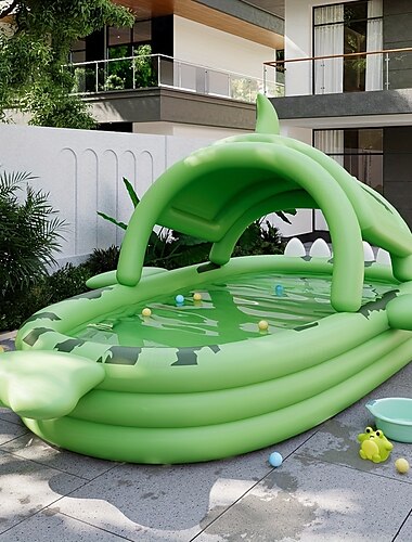  grande piscine gonflable sur le thème des requins en PVC durable, parfaite pour les fêtes aquatiques en famille en plein air