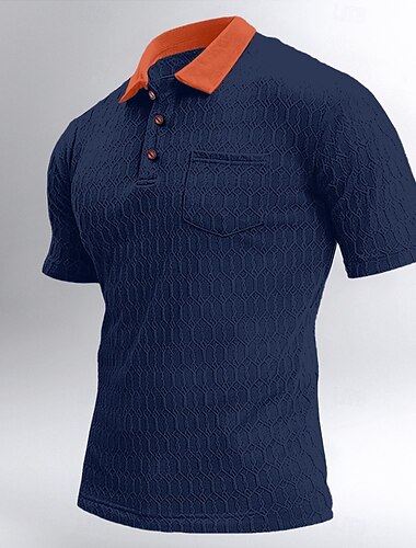  Per uomo Polo da Golf Polo Lavorato a Maglia Lavoro Casuale Bavero Colletto Polo a Coste Manica Corta Essenziale Moderno Geometrico Blocco di colori Bottoni Lavorato a maglia Primavera & Estate